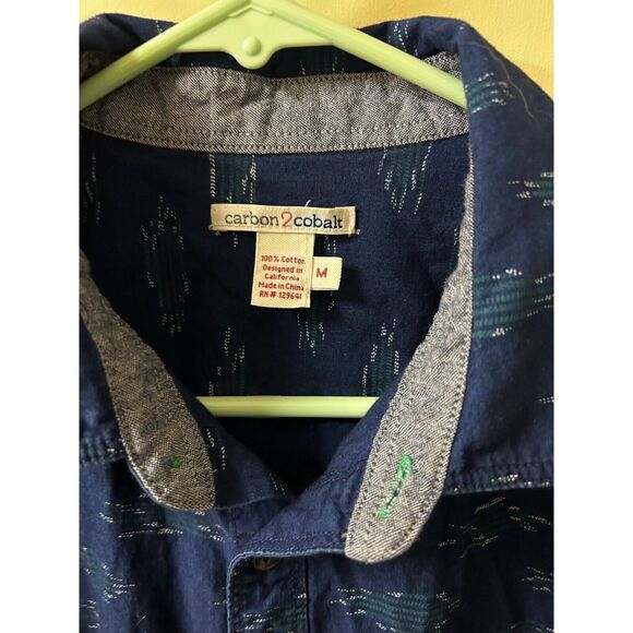 Other - Carbon2cobalt blue button up short sleeve shirt with teal design  Size Medium